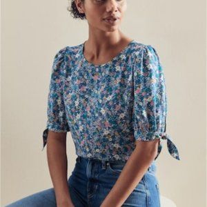 Banana Republic floral Puff Tie Sleeve Blouse -  Size Small
